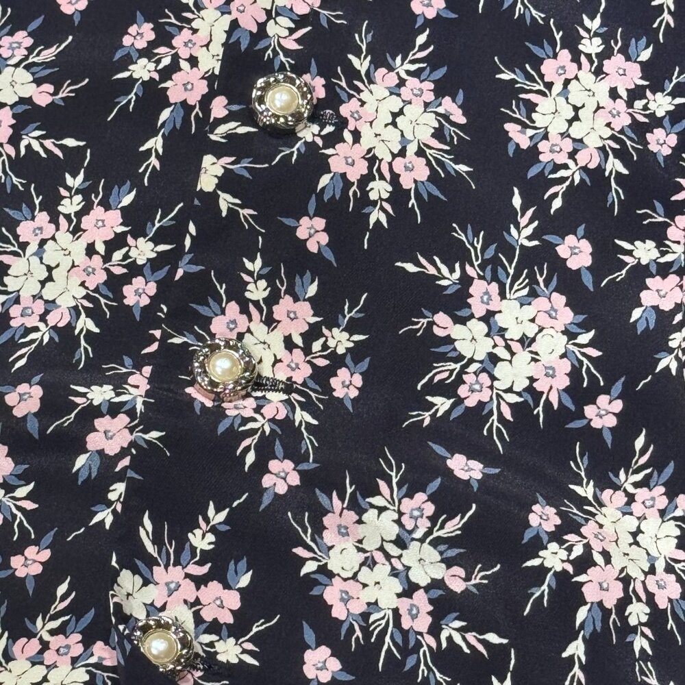 VTG Leslie‎ Fay Dresses Petite Blue Floral Light Preppy Midi Dress (Size 16) - Picture 7 of 7